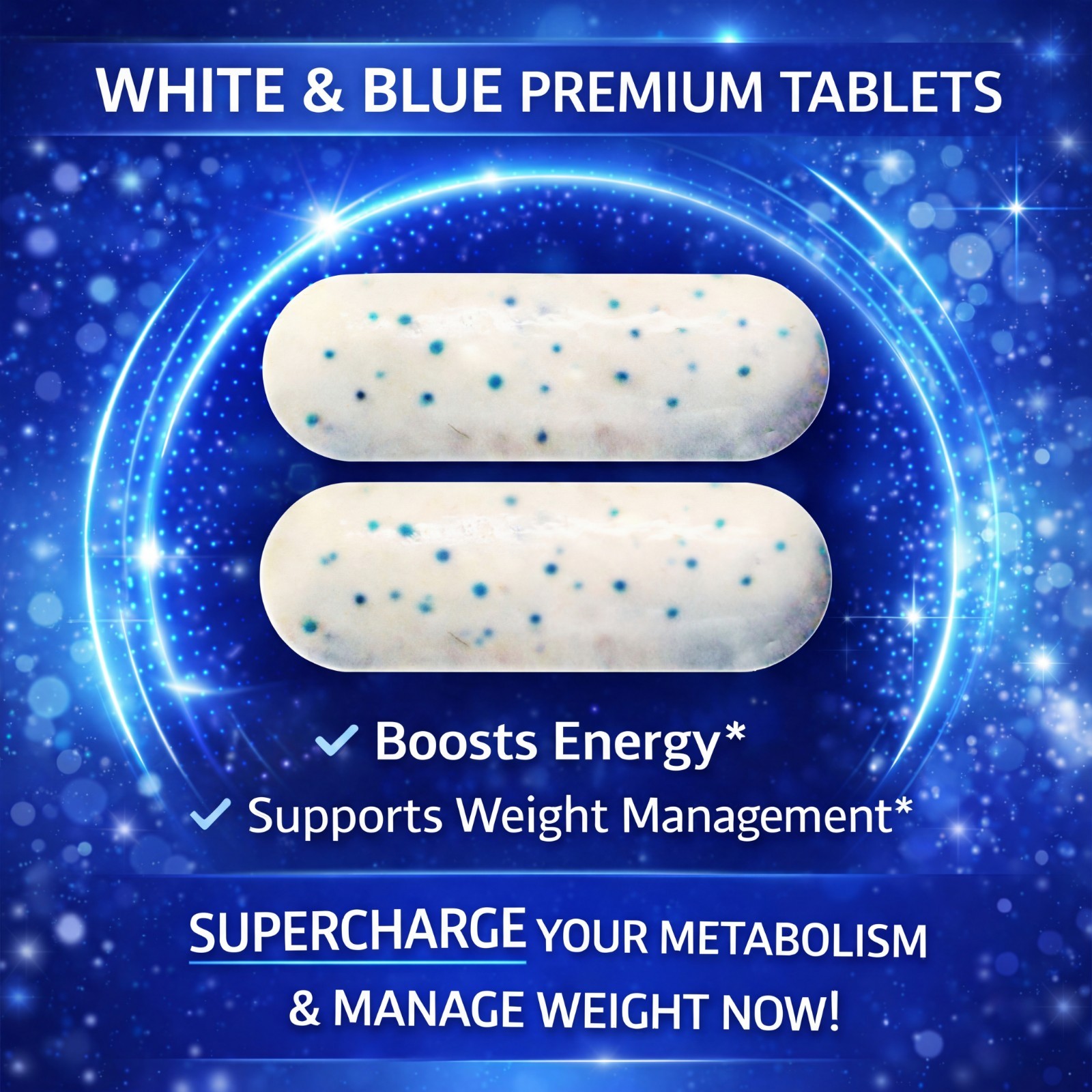 Fenfast 3 Bottle Pack! Weight Management Energy Diet Pills – White/Blue Tablets