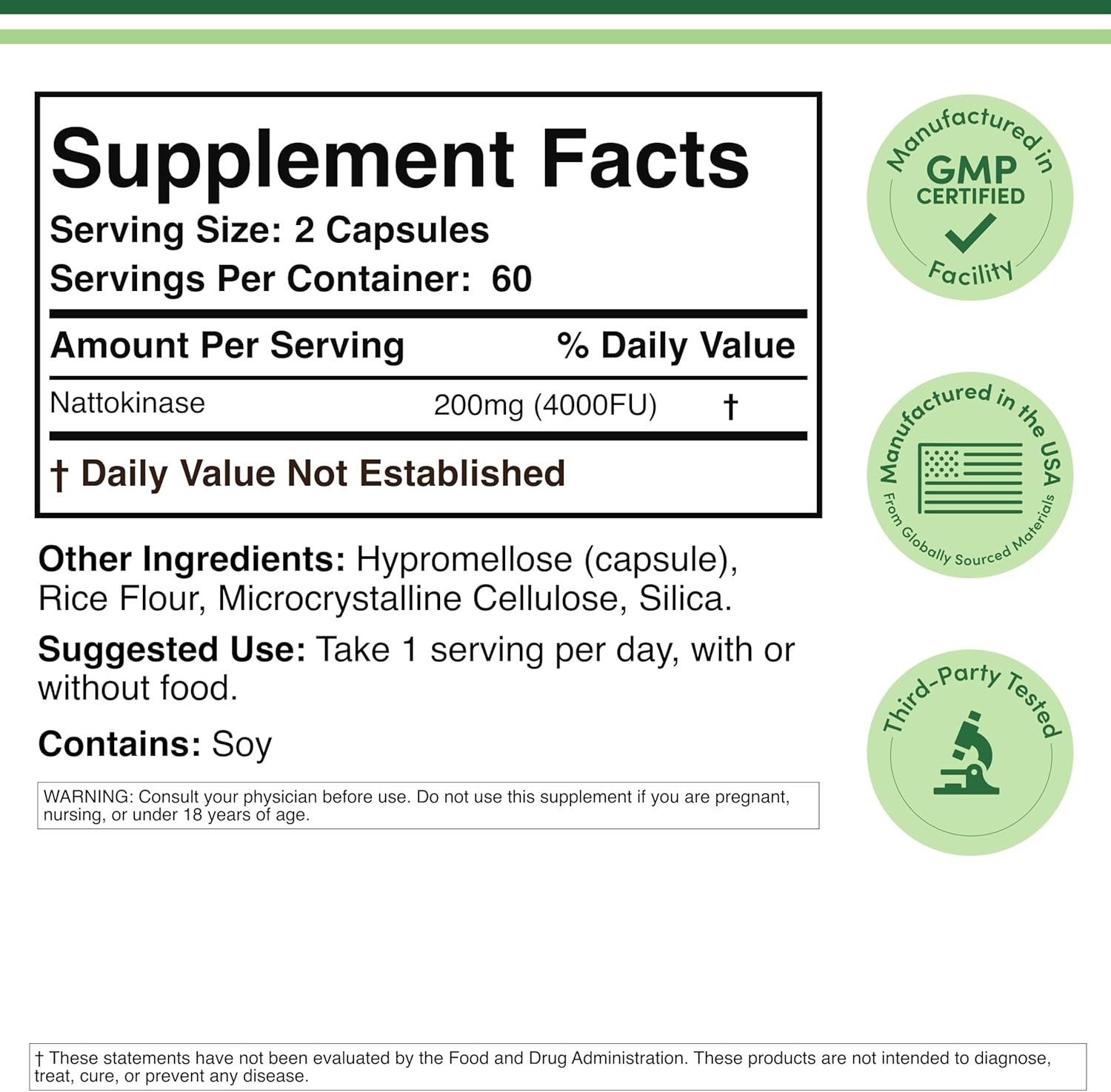 Nattokinase Supplement 4,000 FU Servings, 120 Capsules Derived from Japanese …