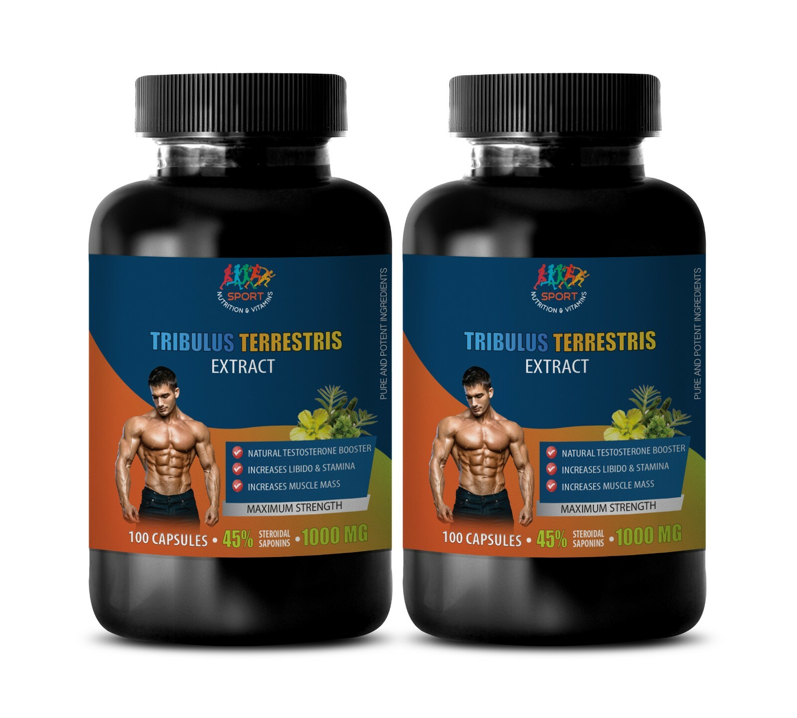 Premium Quality Testosterone – TRIBULUS TERRESTRIS 1000MG 2 Bottles 200 Capsules