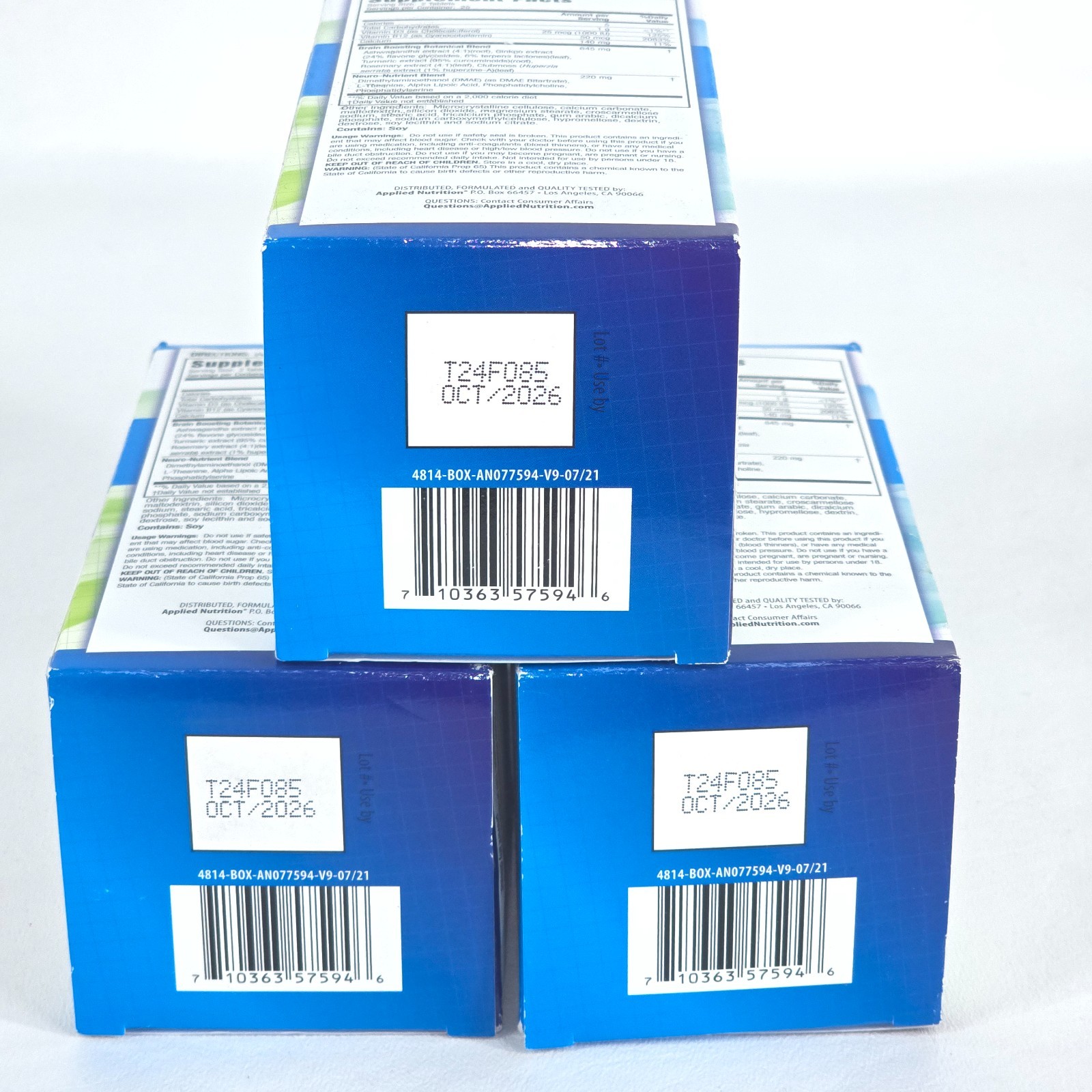 3 Pack AppliedNutrition Healthy Brain All-Day Focus 150 Tablets NEW Sealed 10/26