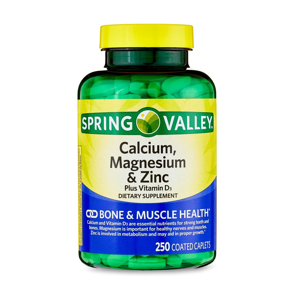 Spring Valley Calcium Magnesium and Zinc Dietary Supplement – 250 Caplets