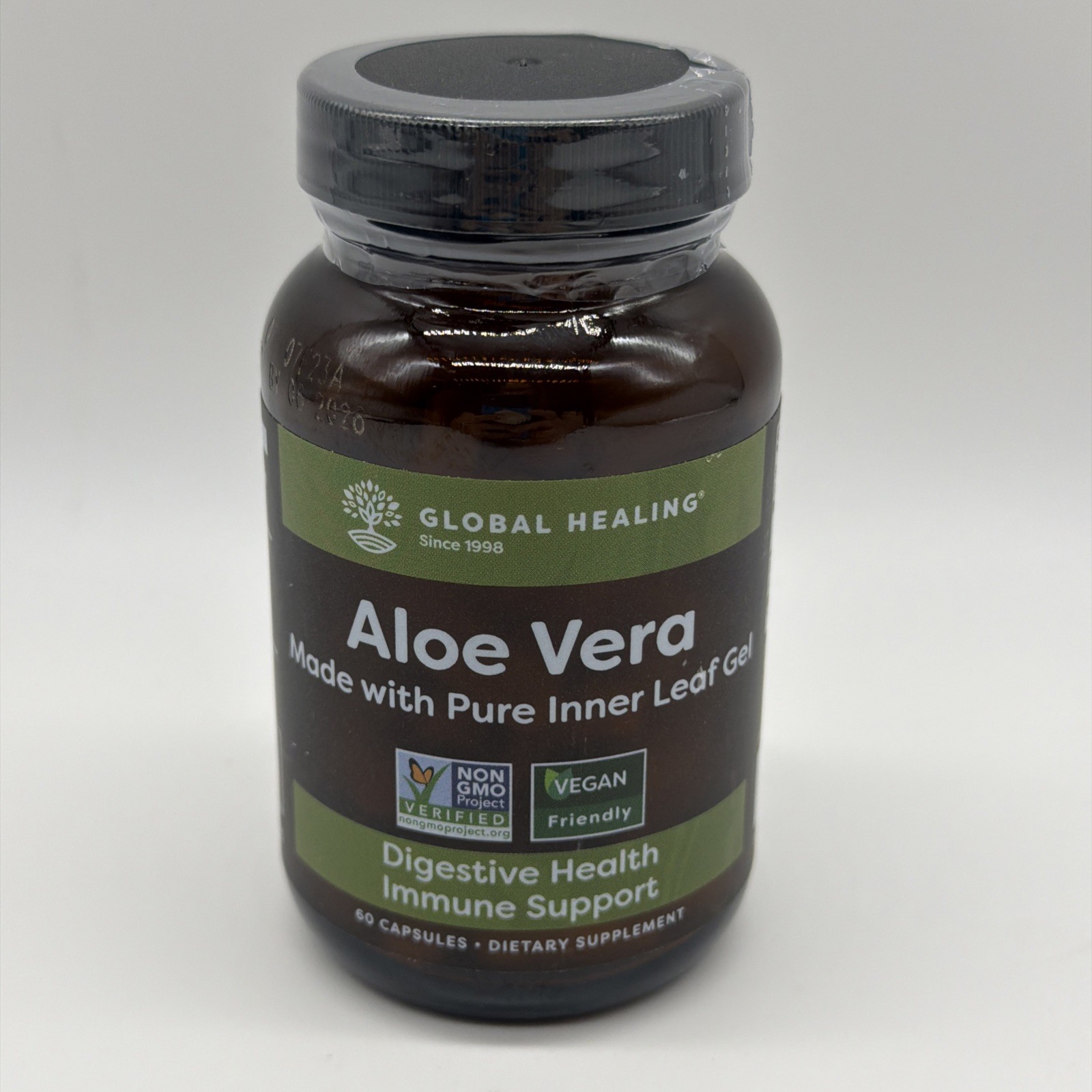 Global Healing Aloe Vera Gel Supplement Supports Digestion 60 Capsules Exp 06/26