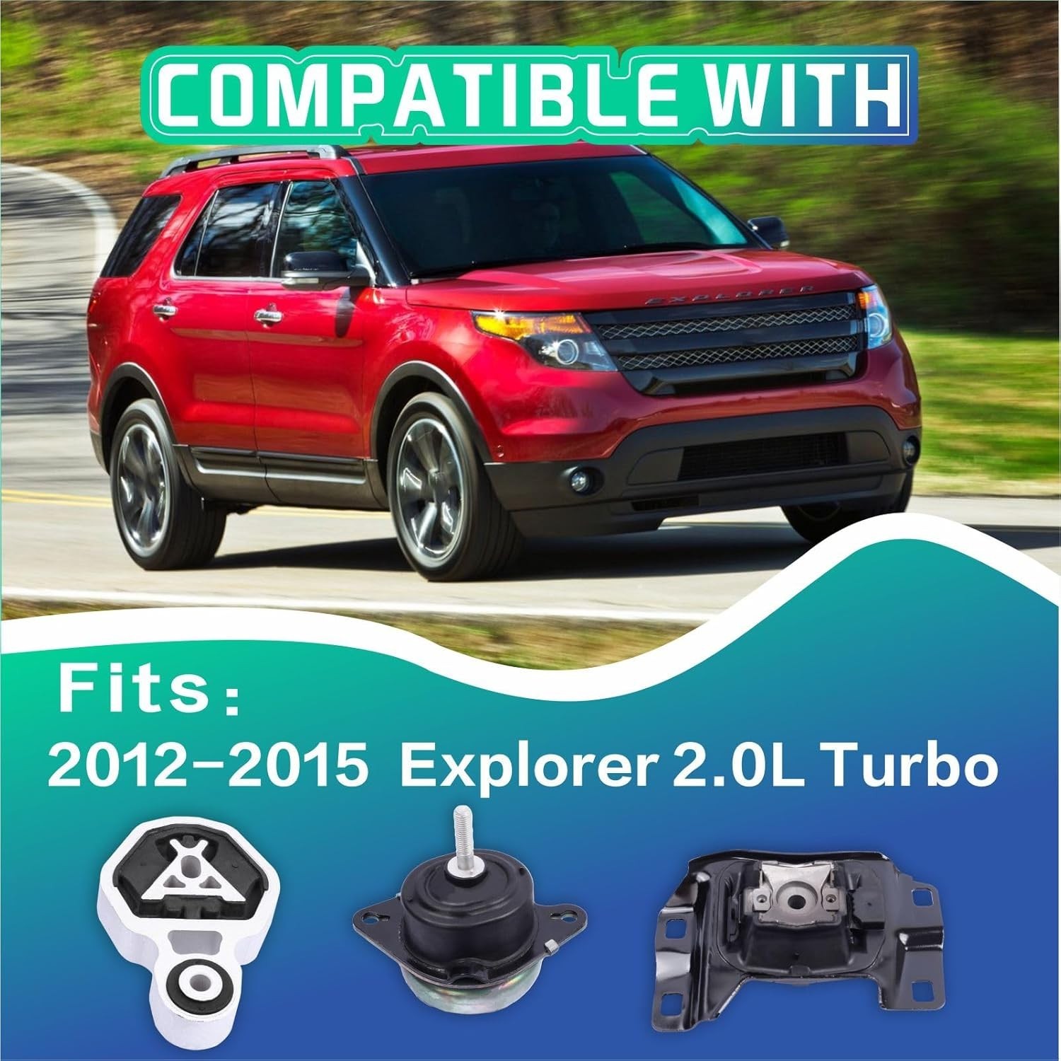 Engine Motor and Transmission Mount Kit, Compatible with 2012-2015 Explorer 2…