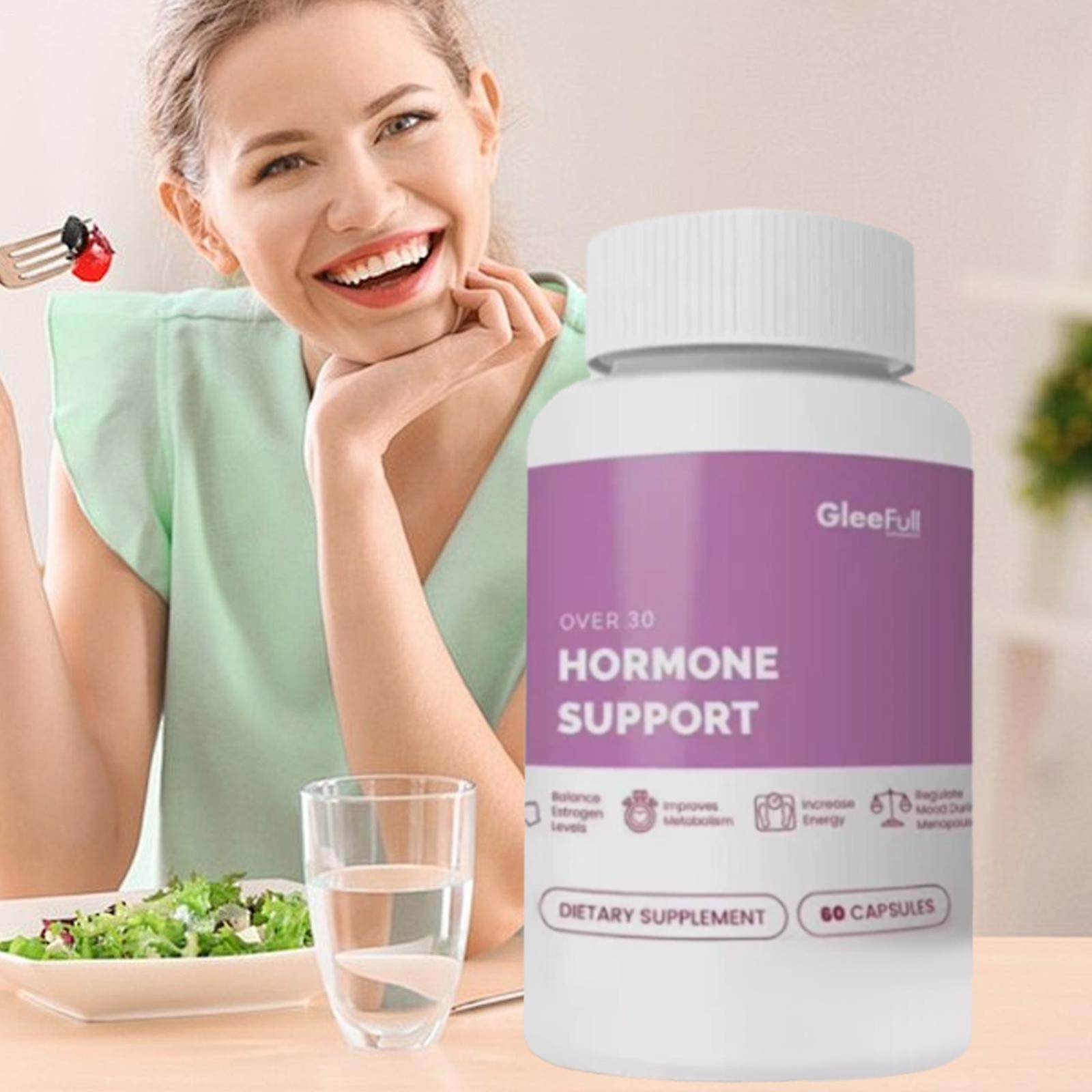 Over GleeFull 30 HORMONE SUPPORT Menopause Supplement For Women Hot Flash Relief