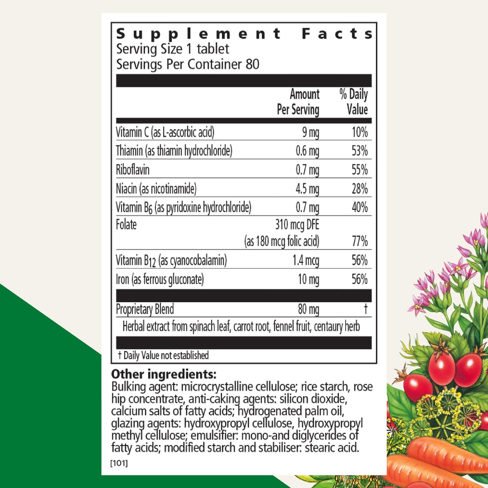 Floradix Iron Tablets – Supplement with B Vitamins, 80 Count (Pack of 1)