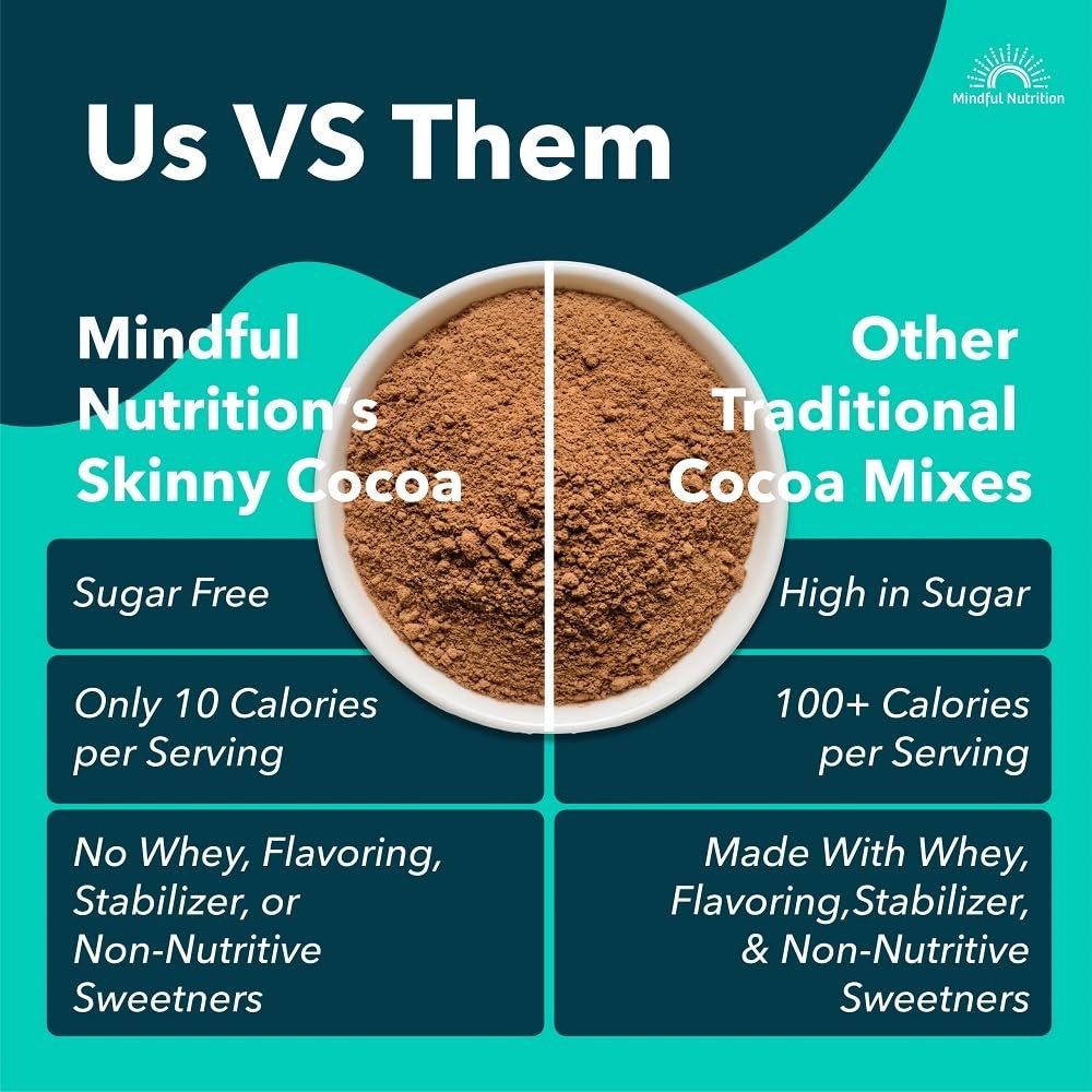 Mindful Nutrition Organic Skinny Hot Cocoa Mix – 40 Servings – Sugar Free Hot Ch