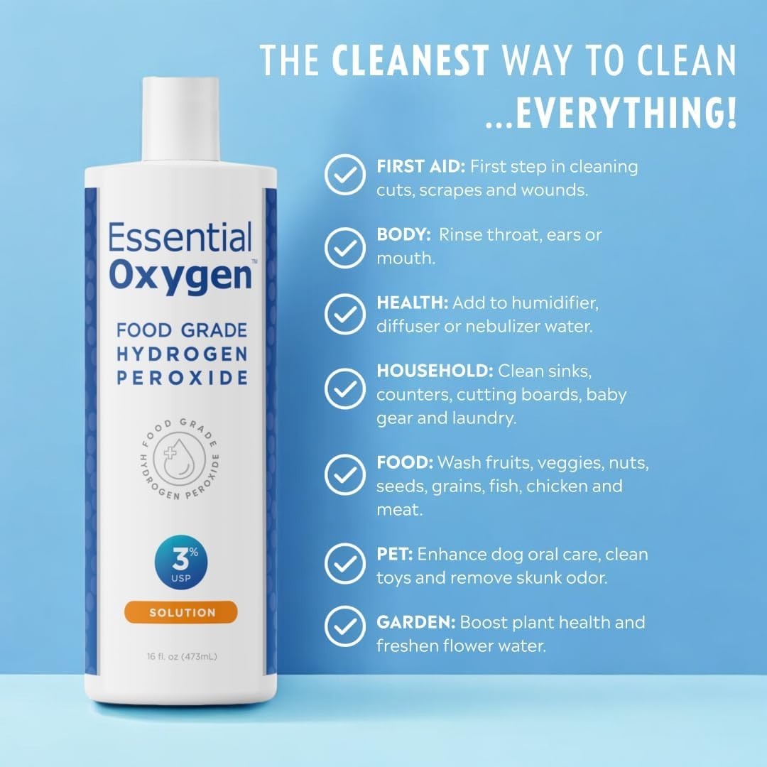 Versatile 16 Fl Oz Hydrogen Peroxide – Biodegradable Household & Food Cleaner
