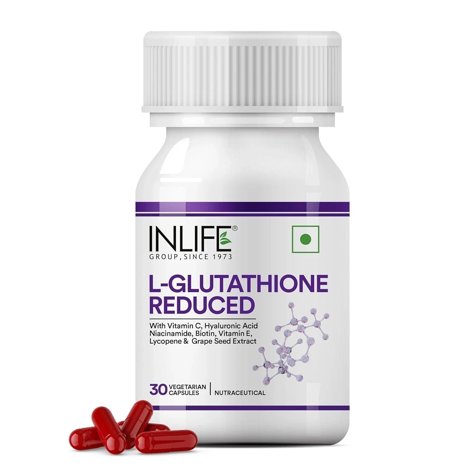 INLIFE L-Glutathione Reduced 500mg – 30 Vegetarian Capsules o310