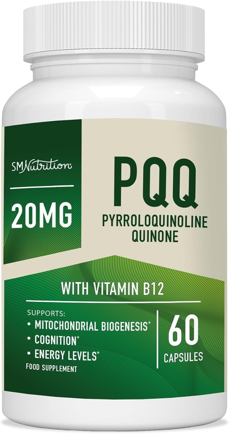 SM Nutrition PQQ Supplement 20mg Mitochondrial Biogenesis & Energy Optimizer 60c