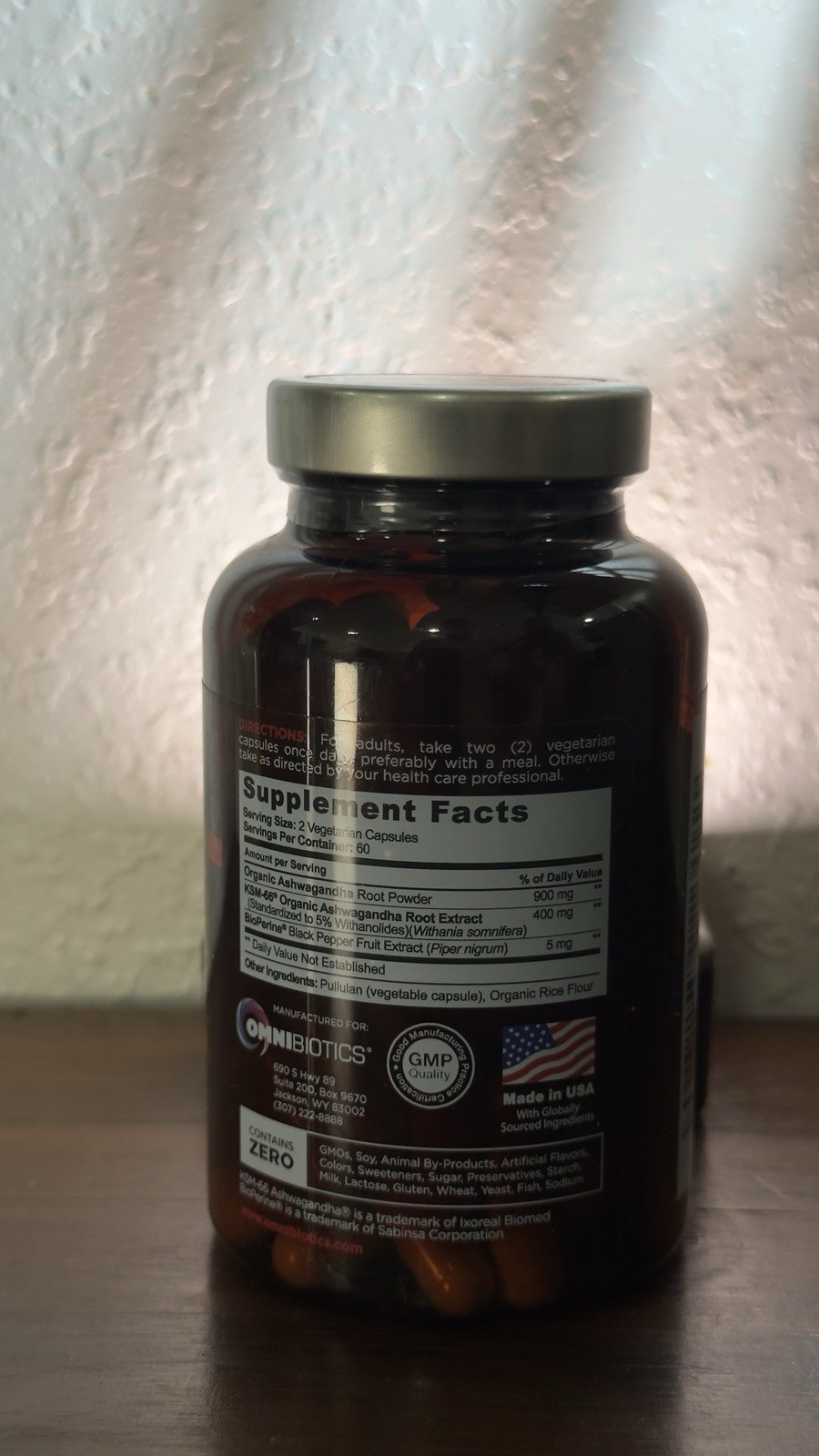 OmniBiotics Ashwagandha Plus KSM-66 900 mg, 120ct Vegetarian Gluten-Free