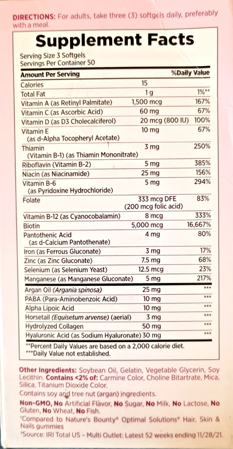 (4) Nature’s Bounty Optimal Solutions Hair Skin Nails Xtra Strength Biotin 150ea