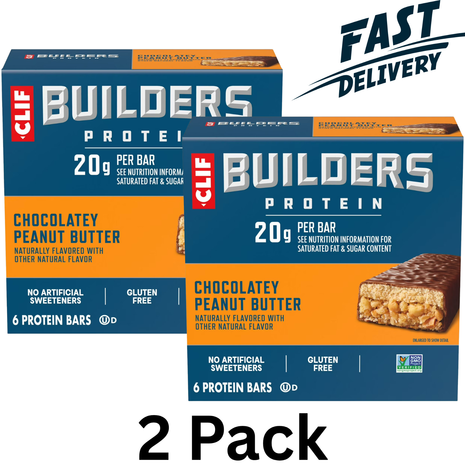 CLIF Builders-Chocolate Peanut Butter Flavor-Protein Bars-Gluten-Free 12 Count