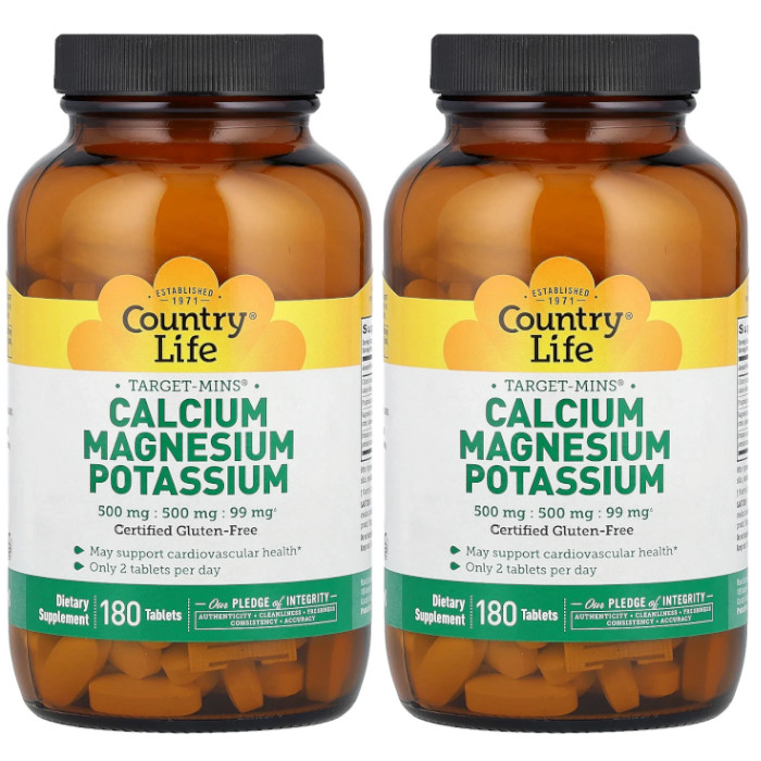 Country Life Target-Mins – Calcium Magnesium Potassium 180 Tabs (Pack of 2)