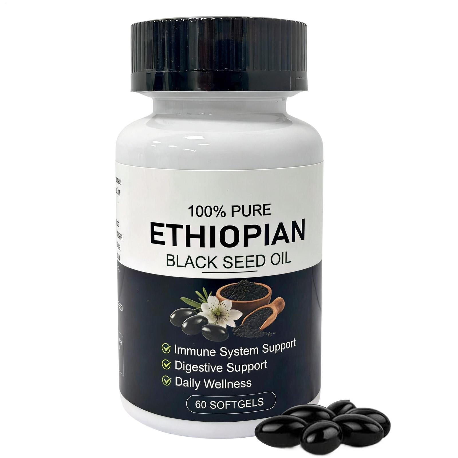 Ethiopian Black Seed Premium Essential Oil Softgels 4.64% Thymoquinone