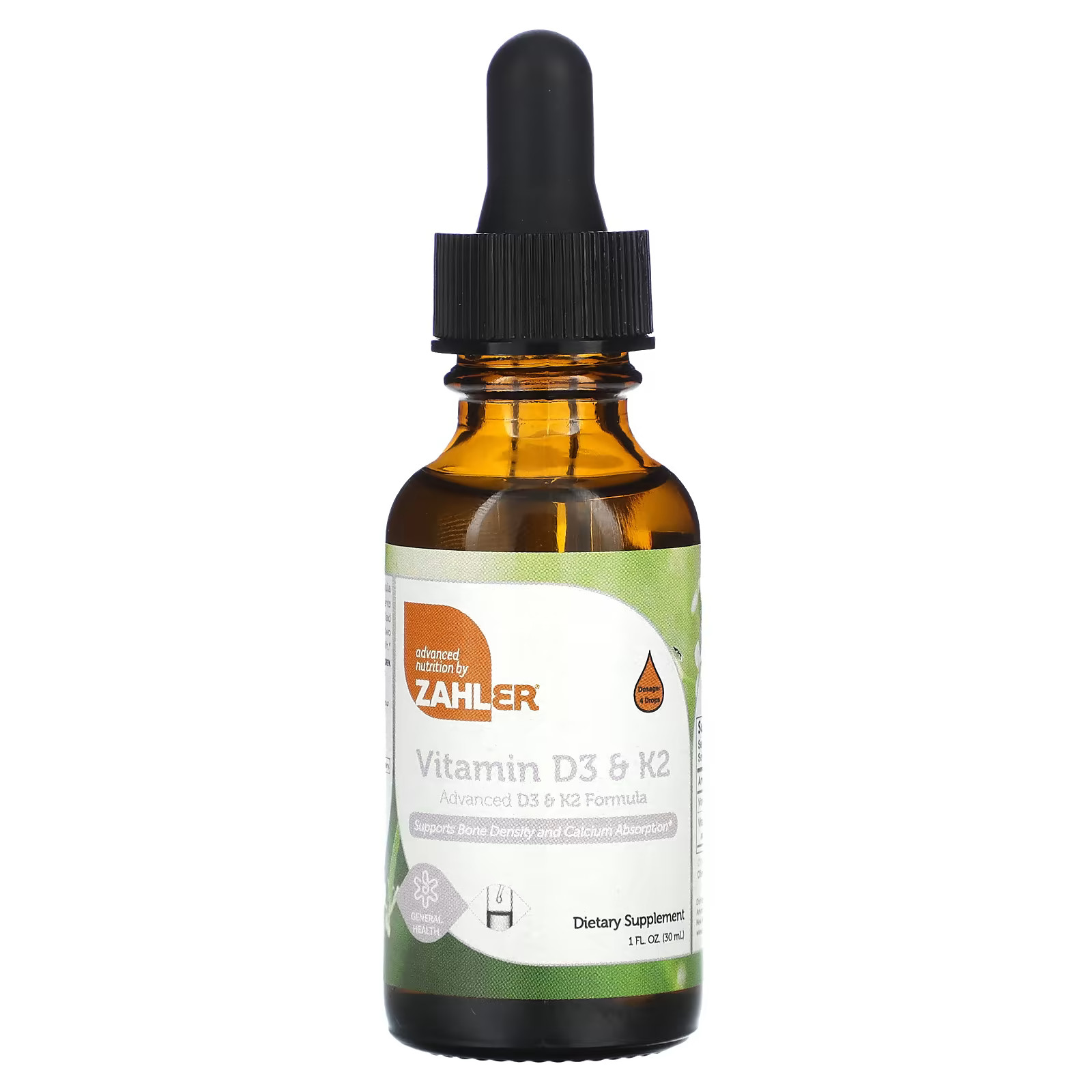 2 X Zahler, Vitamin D3 & K2, 1 fl oz (30 ml)-worldwide