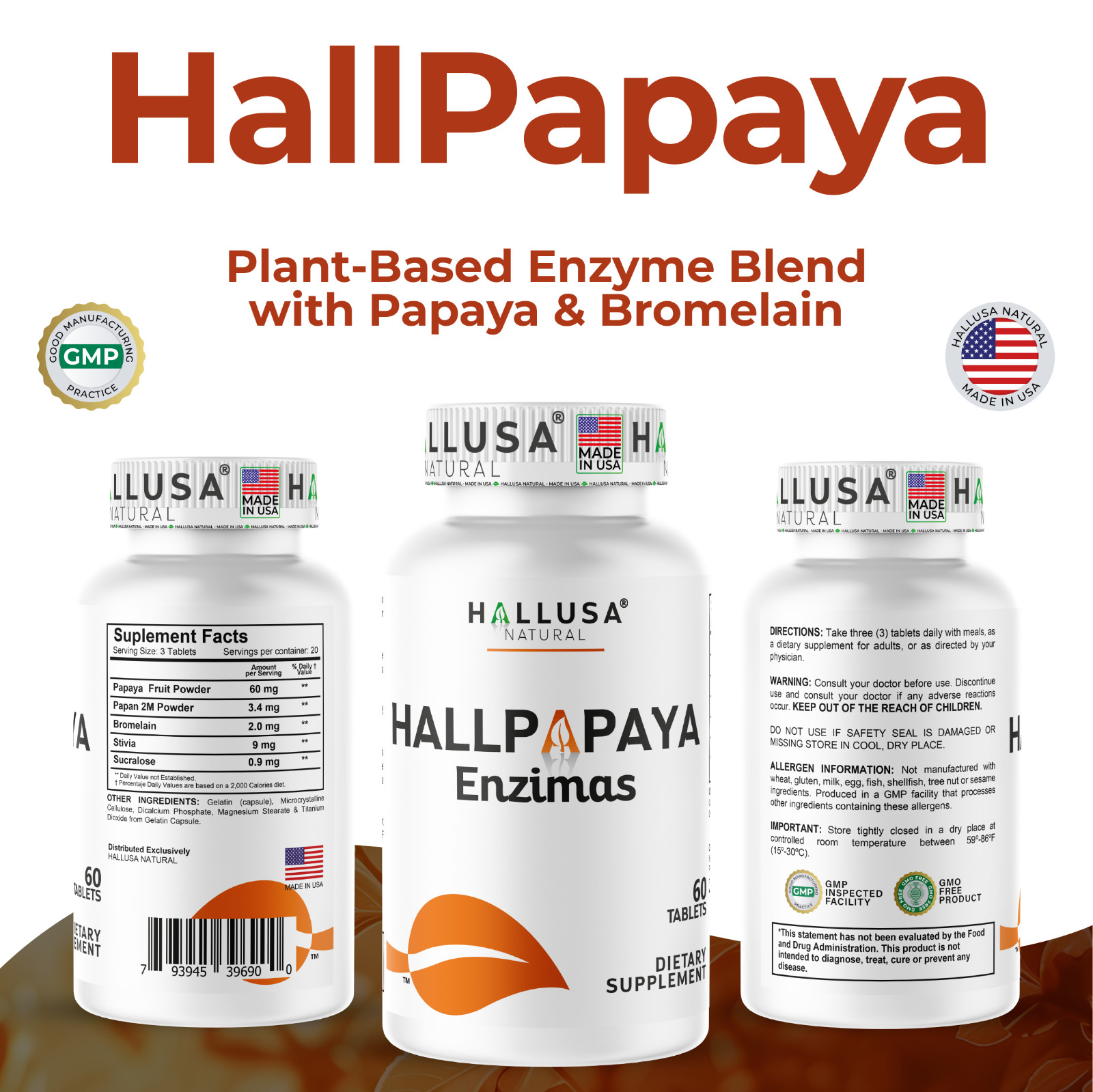 PAPAYA Digestive Enzymes – Stomach Comfort – Bloating & Indigestion – 60 Tabs