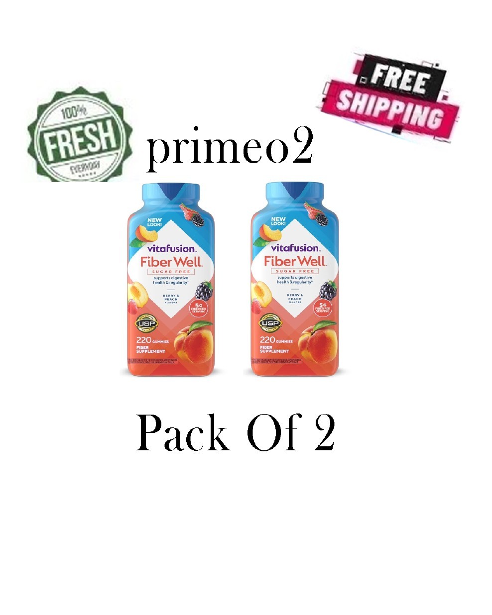 2 PACK – Vitafusion Fiber Well Gummies 220 Count {Total 440 Gummies} – NEW