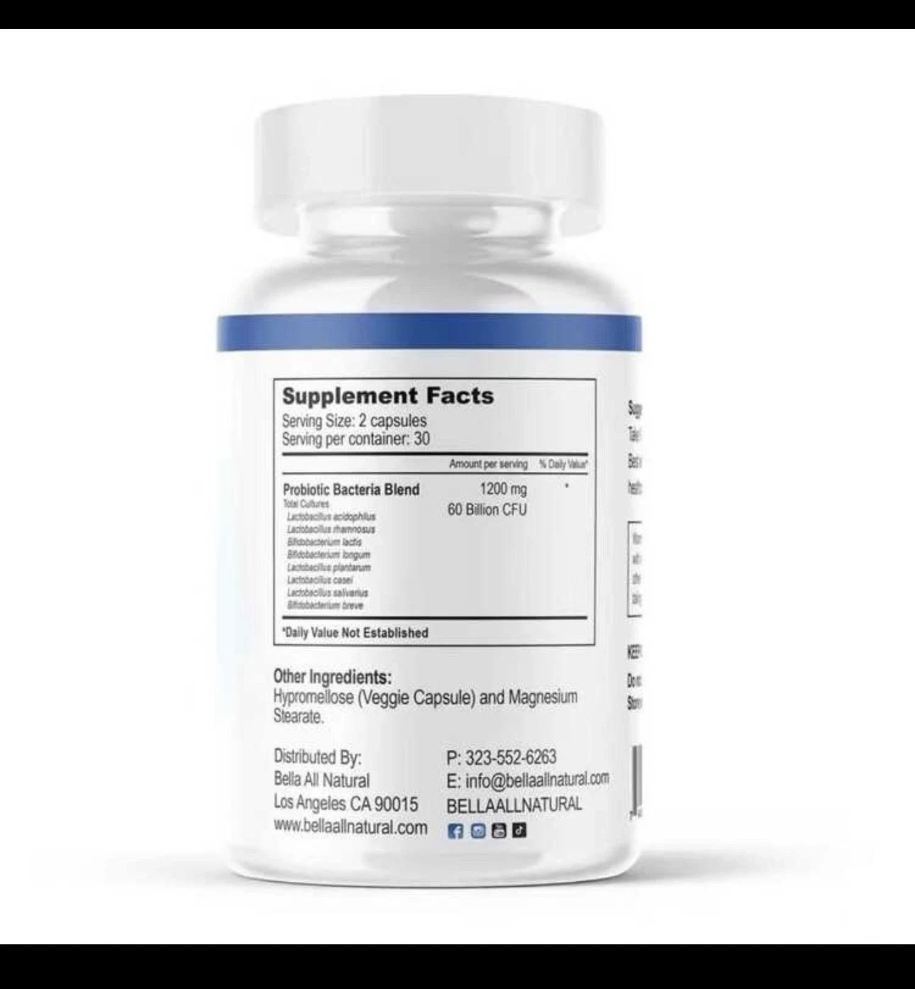 Bella Probiotics MAX Day Probiotic Strains &60 Billion CFU For Healthy Living