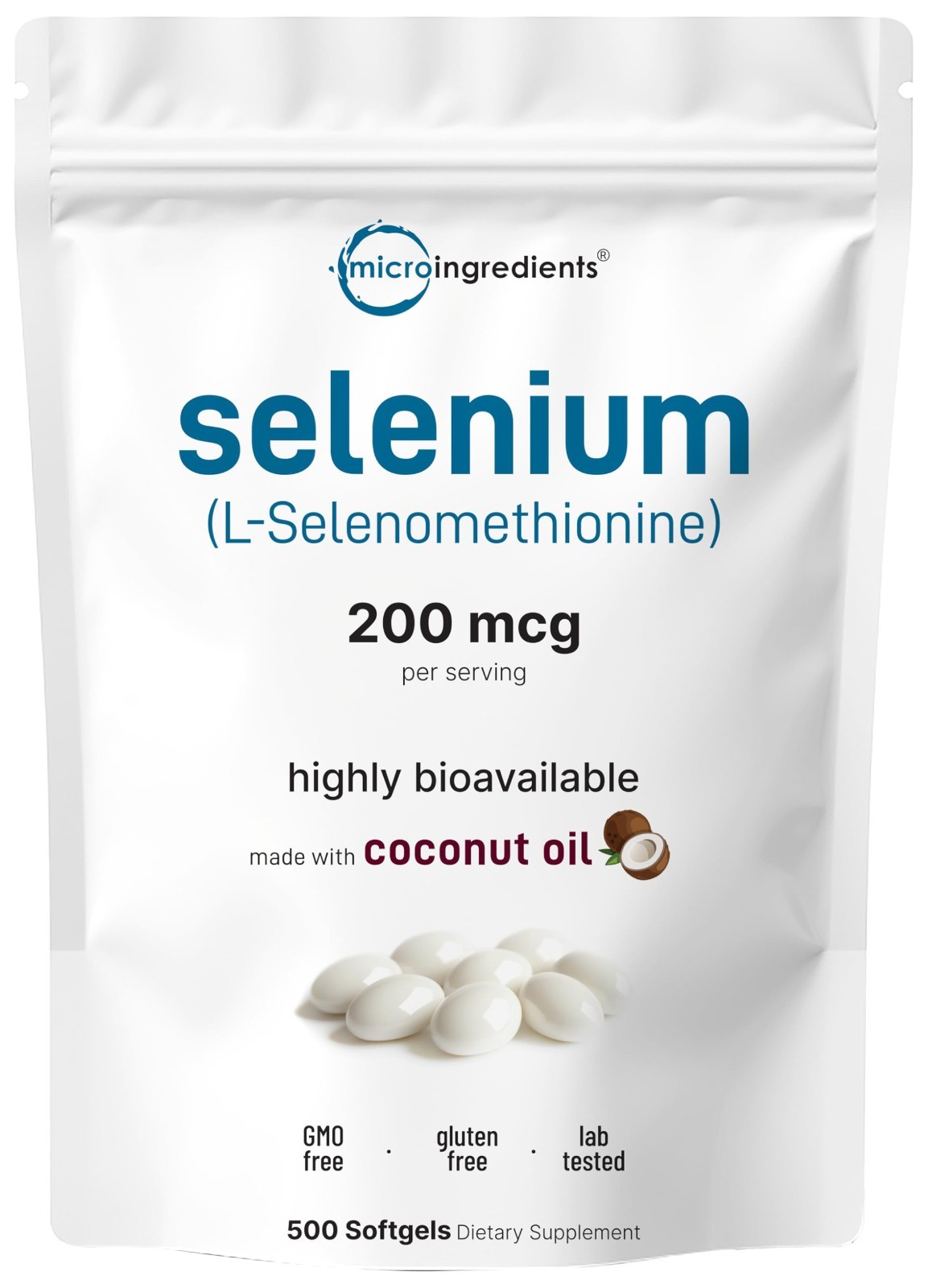 Selenium 200mcg Supplements for Men & Women – 500 Softgels, Non-GMO, Gluten-Free
