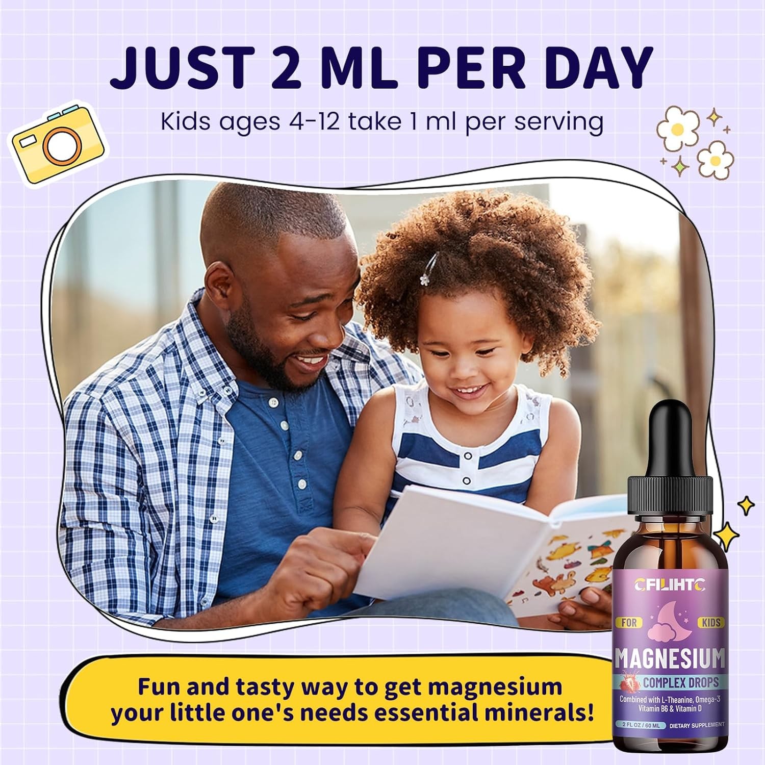 Kids Magnesium Liquid Drops-Magnesium Glycinate Liquid Designed for Kids