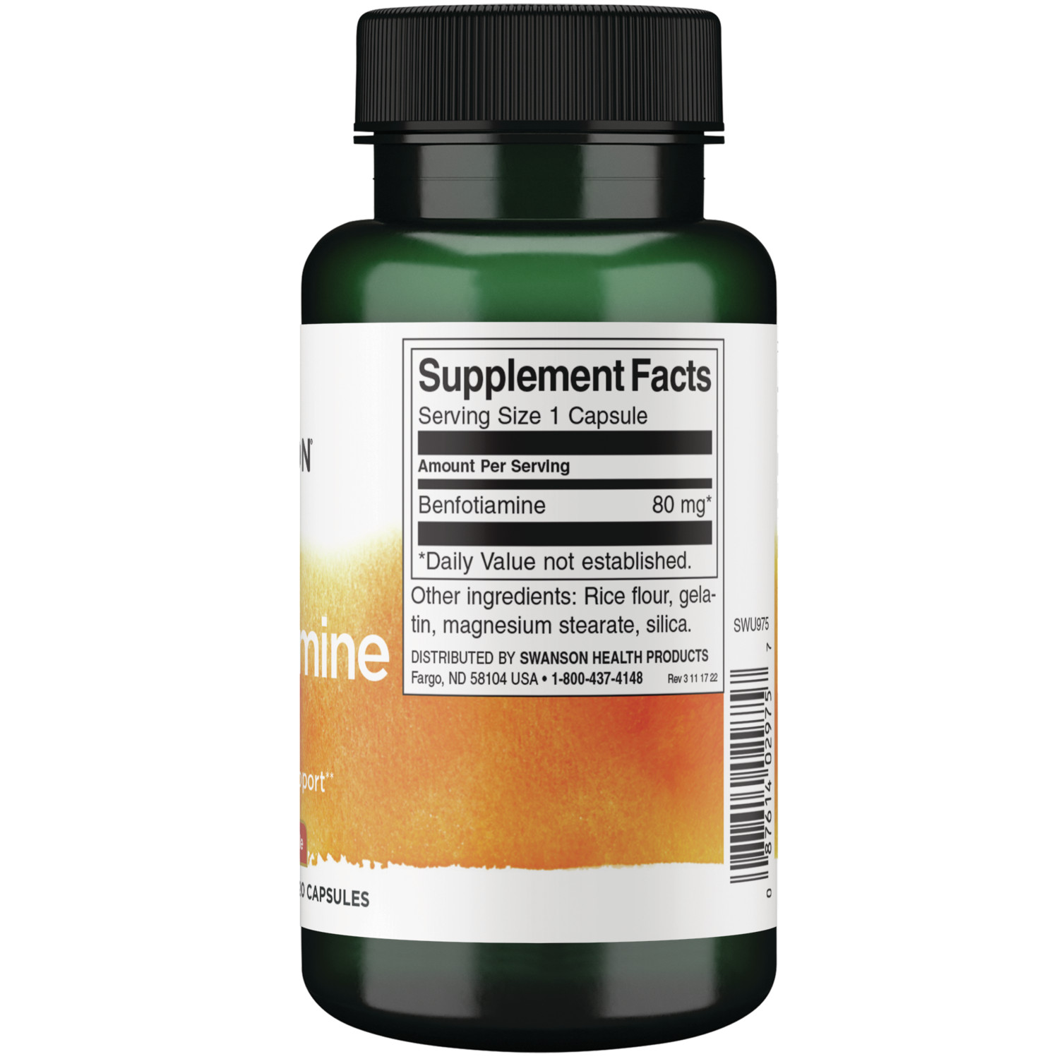 Swanson Benfotiamine 80 mg 120 Capsules