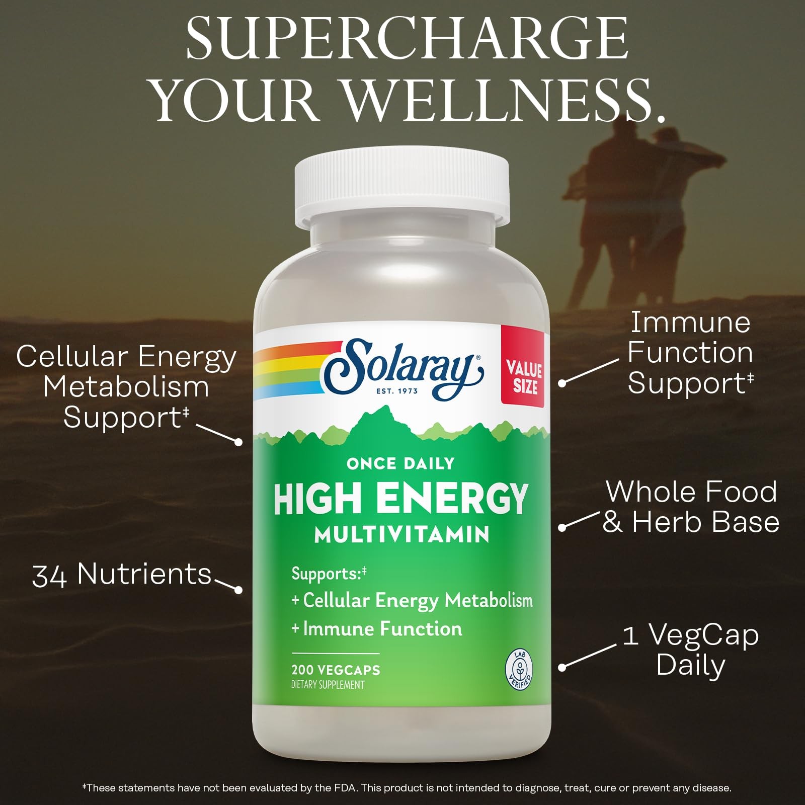 SOLARAY Once Daily High Energy Multivitamin for Women 200 Count (Pack of 1)