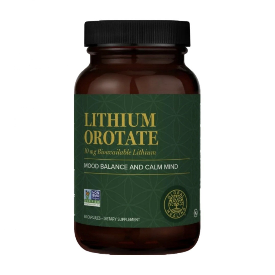 Global Healing Lithium Orotate 10mg Non-GMO Gluten Free Vegan Friendly 60 Caps