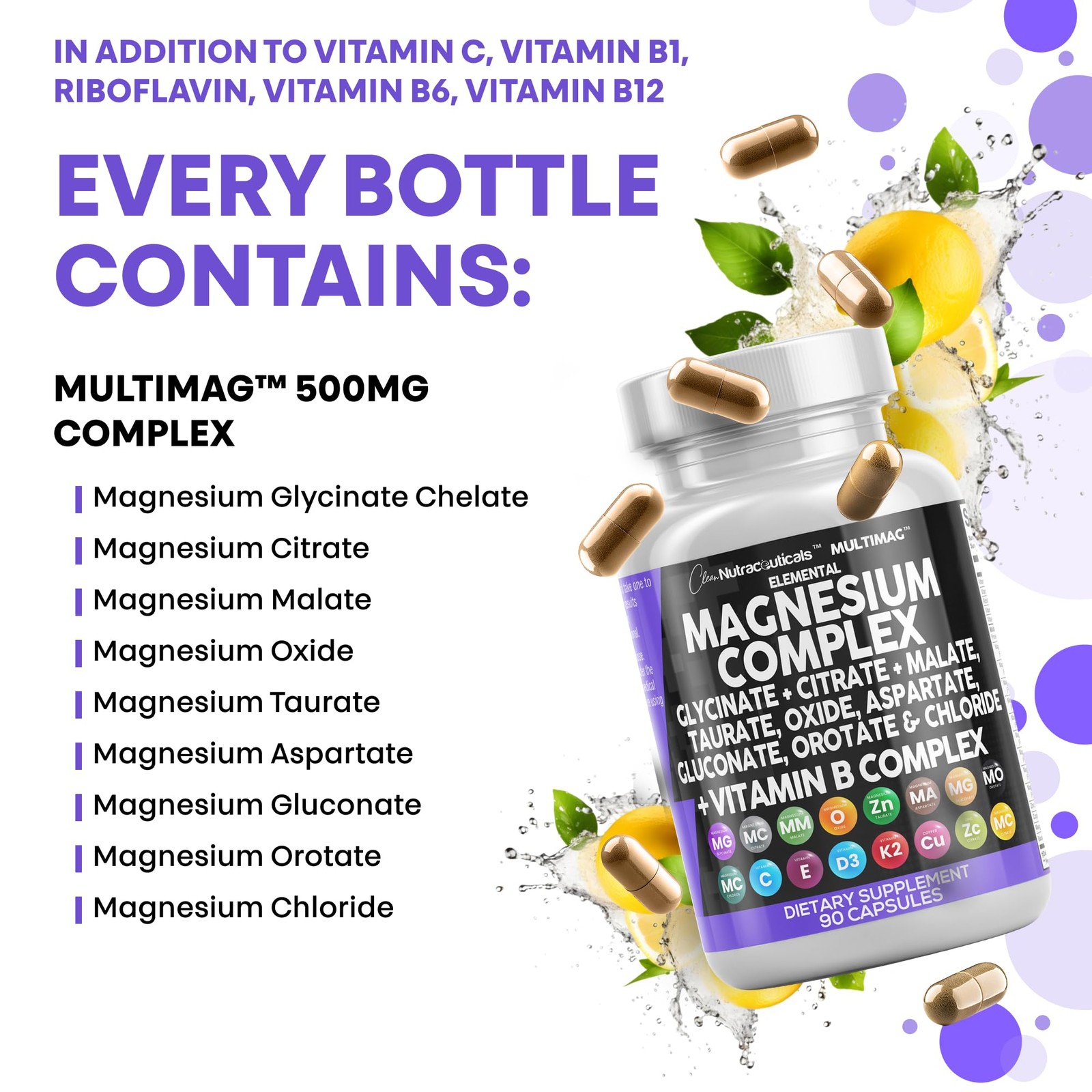 Clean Nutraceuticals Magnesium Complex with 90 Count (Pack of 1)
