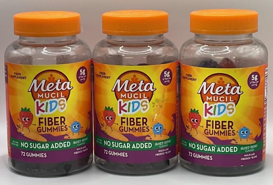 3PK Meta Mucil Kids Mixed Berry Fiber Gummies 5g ~ 72 Gummies Each ~ EXP 9/26+