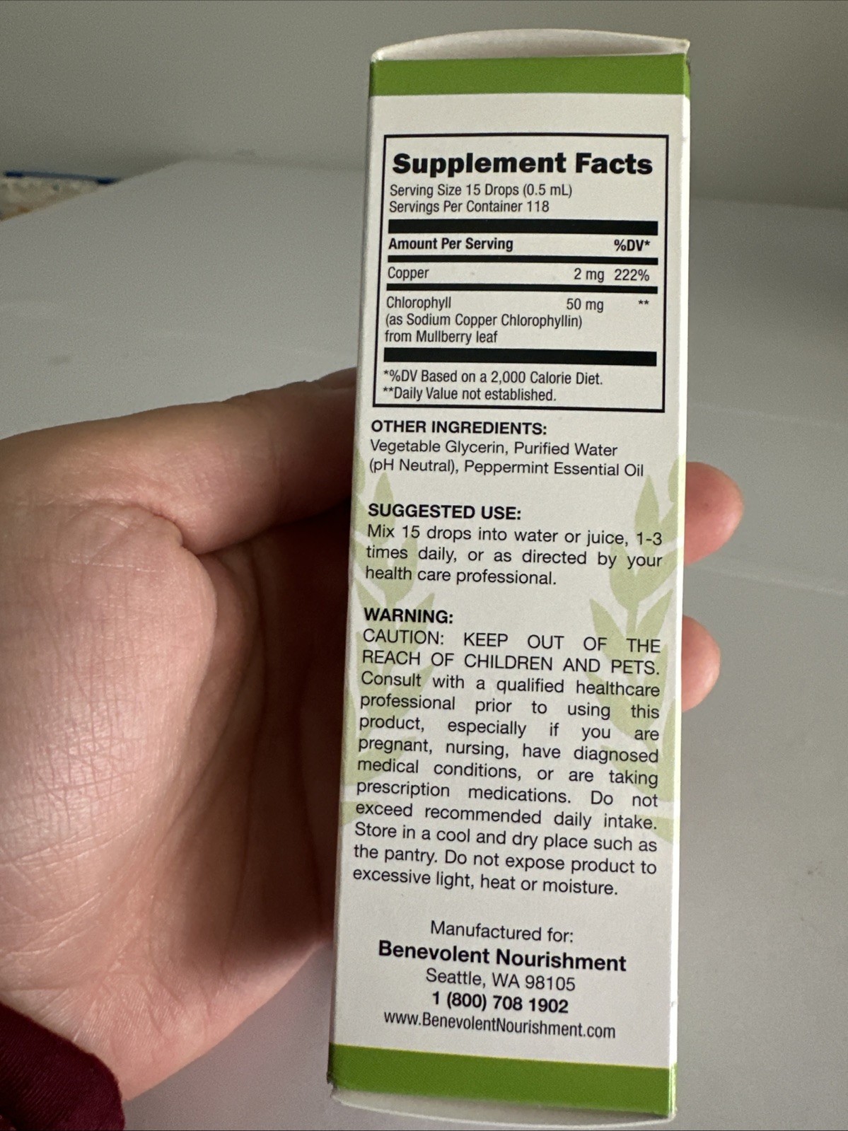 Benevolent Liquid Chlorophyll Drops – 2 Fl Oz