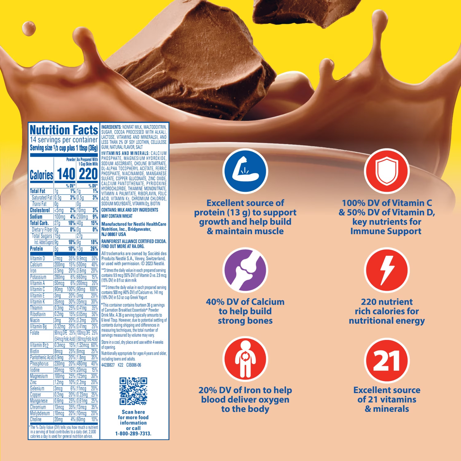 Carnation Breakfast Essentials Powder Protein Nutritional Shake Drink Mix, Rich