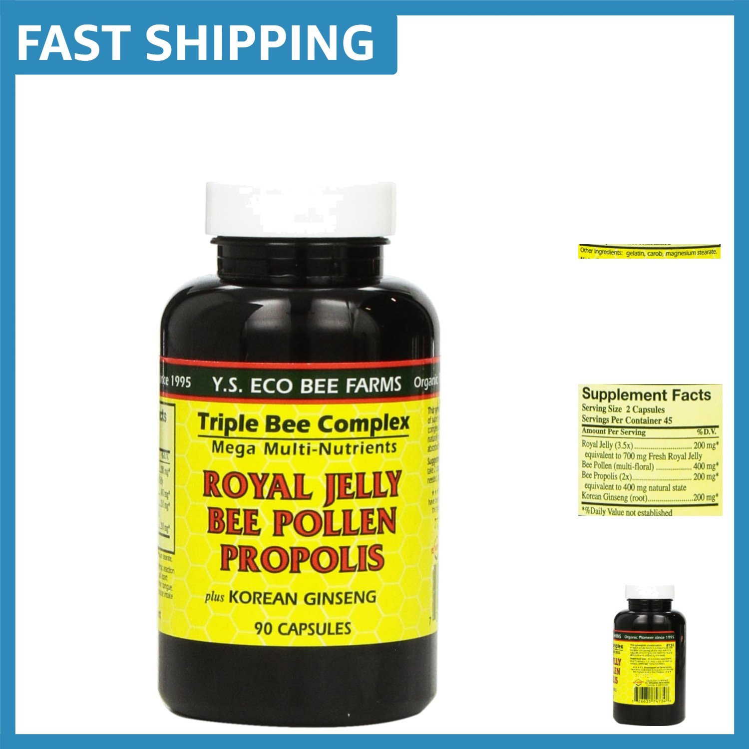 90-Capsule Organic Royal Jelly and Ginseng Blend for Child’s Nutritional Support