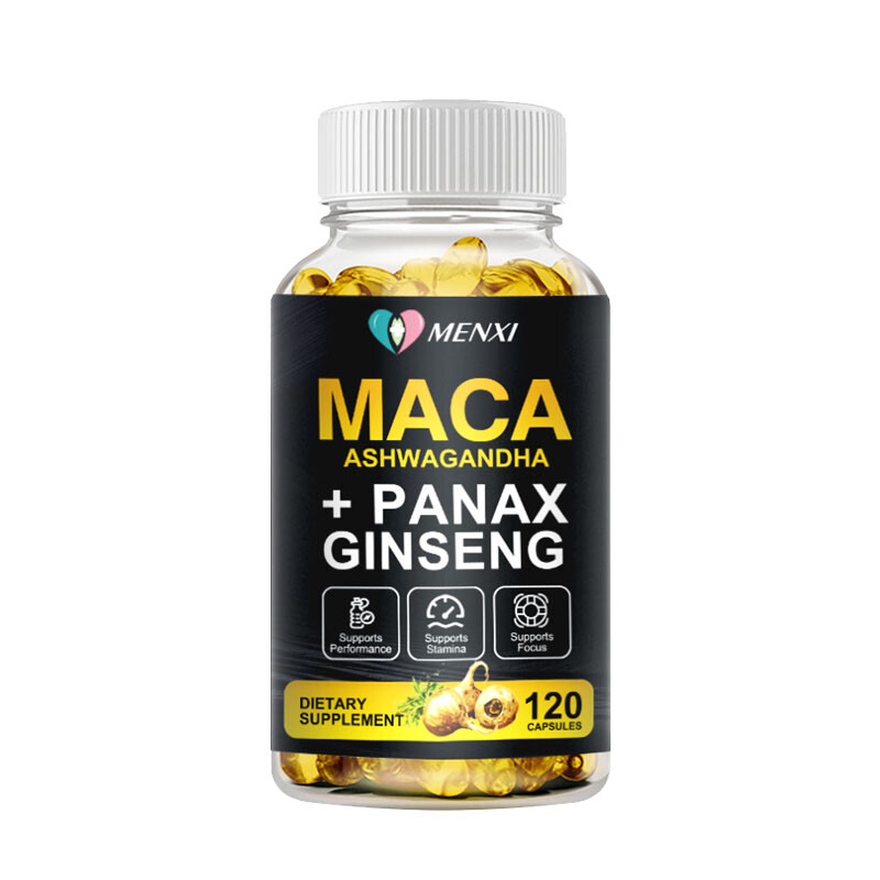 Maca Root + Ashwagandha + Korean Ginseng 12000mg, Peruvian Maca Root 120 Capsule