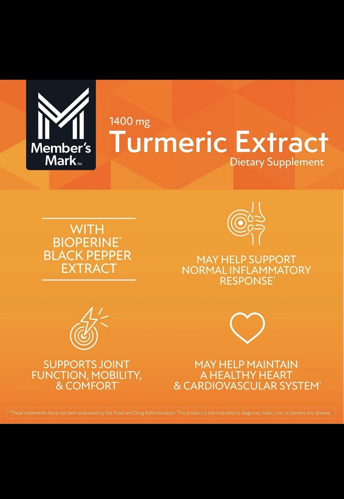 Member’s Mark Extra Strength Turmeric Extract 1400mg, 180 Vegetarian Capsules