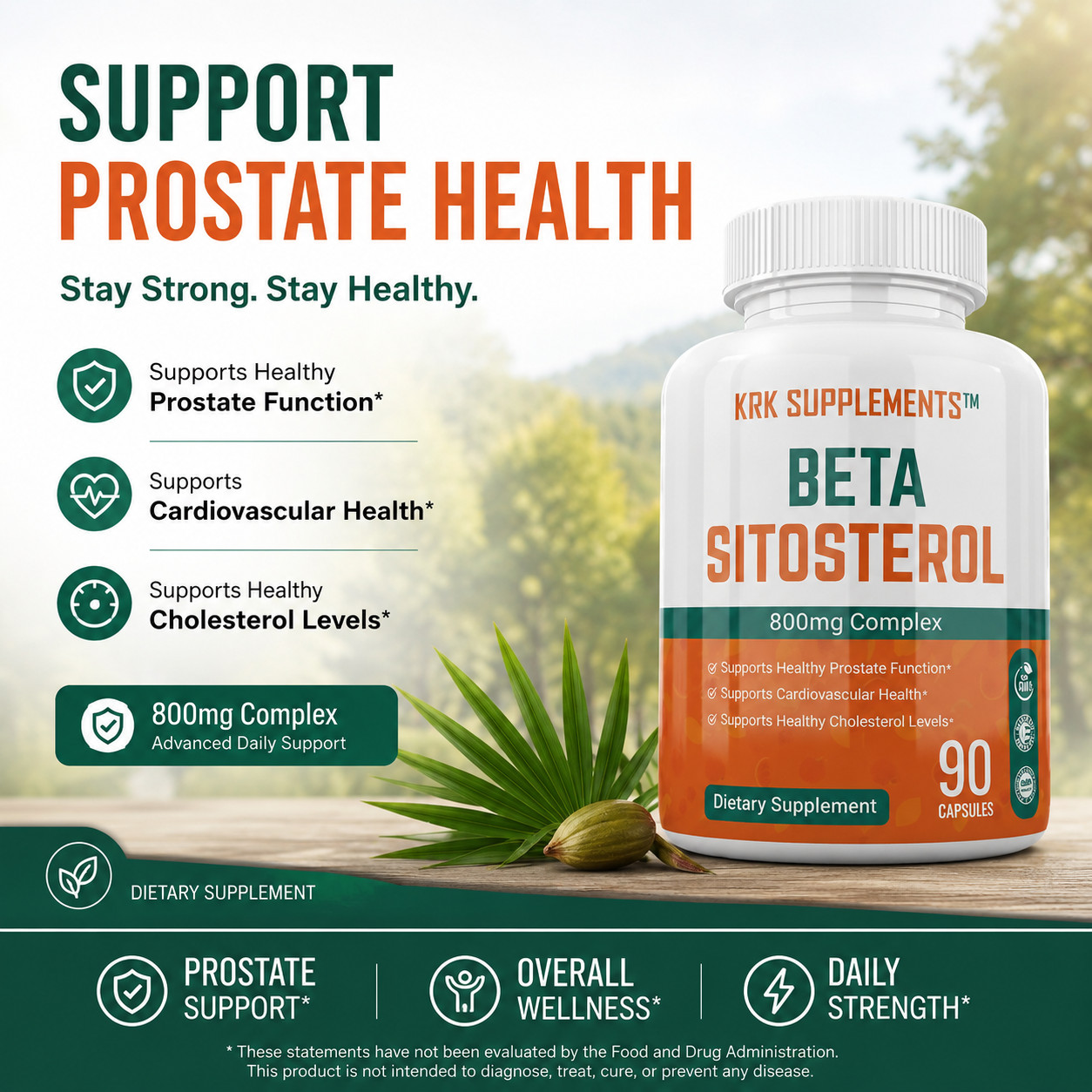 1x Beta Sitosterol 800mg Prostate Support Urinary Bladder KRK Supplements