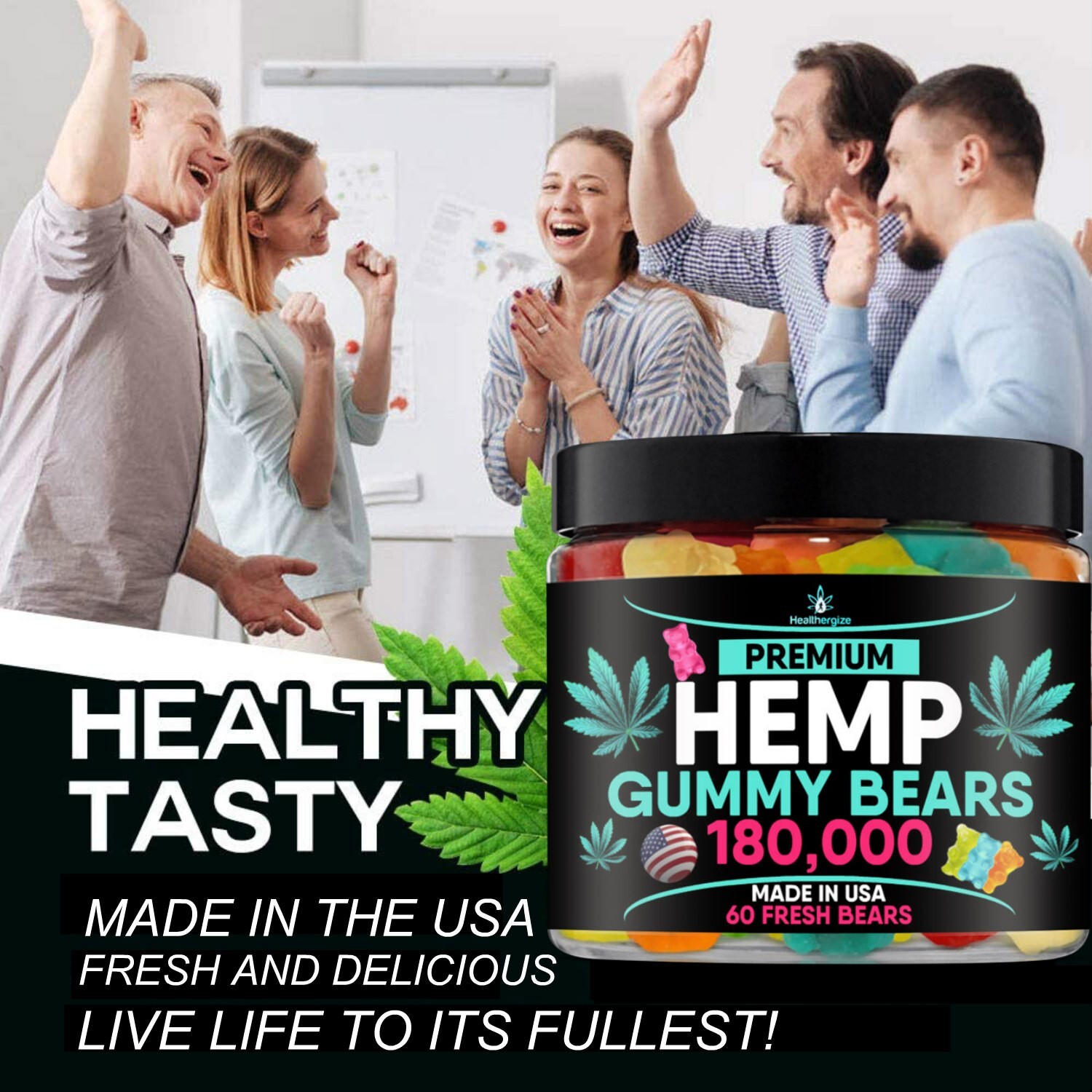 Natural Gummies-Healthergize 3 Pack Gift Box-Sleep, Calm, Relax, Pain-USA Made