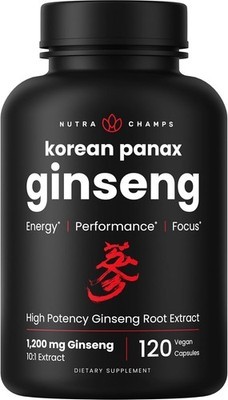 NutraChamps Korean Red Panax Ginseng Capsules | Extra Strength Ginsenosides for