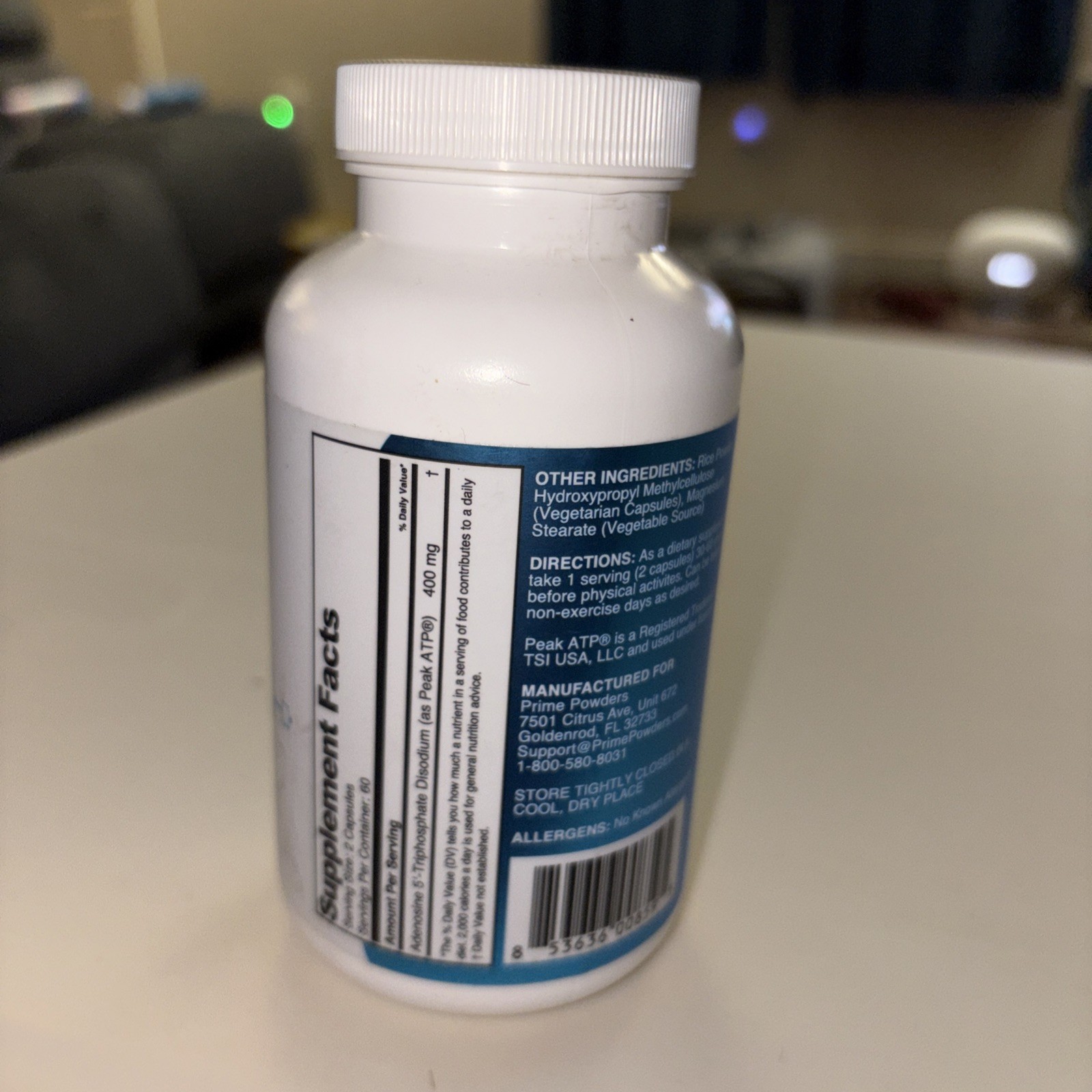 ATP Capsules by Prime Powders: Adenosine Triphosphate 3rd Party Tested 120 Count