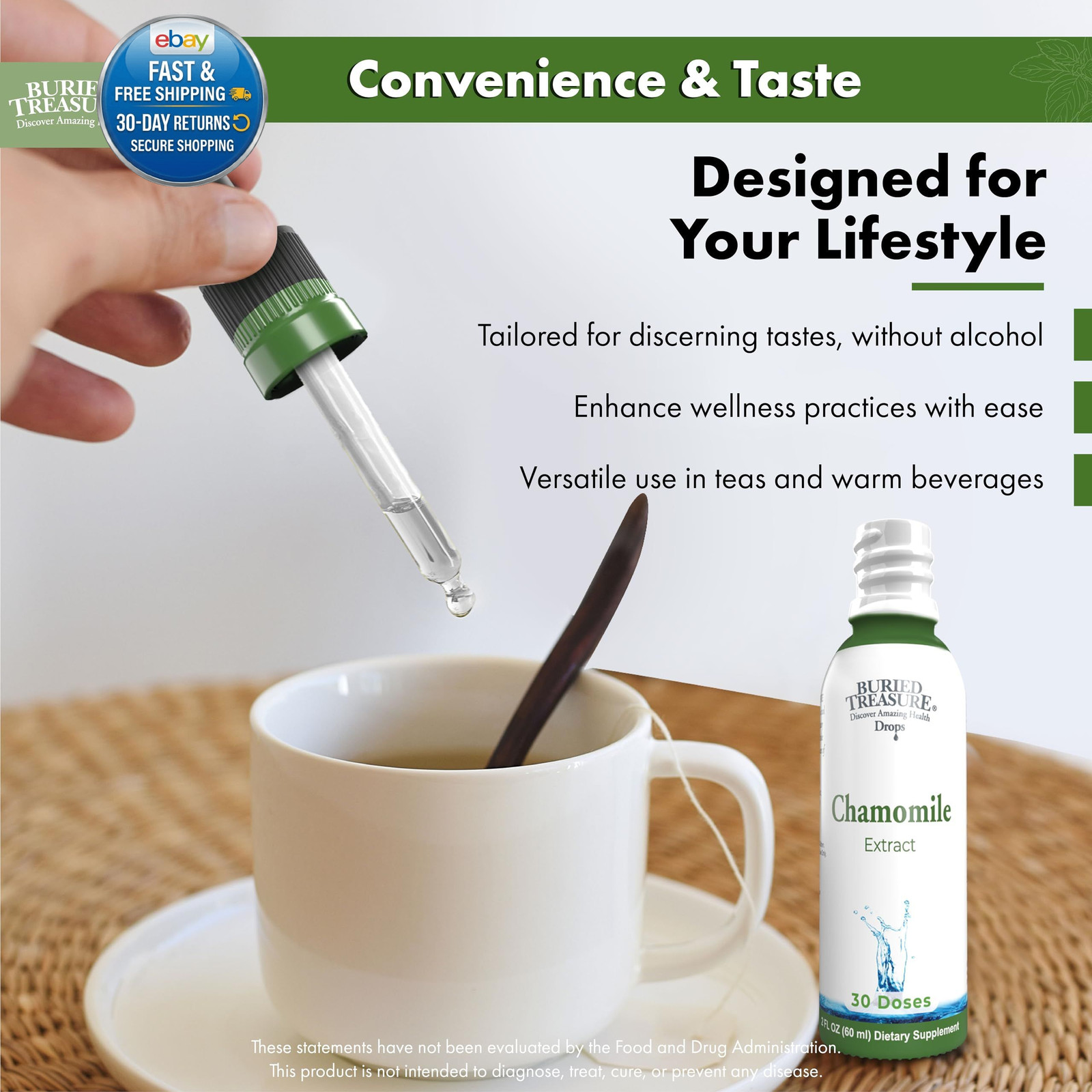 Chamomile Drops – 30 Servings, 2oz, Liquid Herbal Calm Supplement for Relaxation
