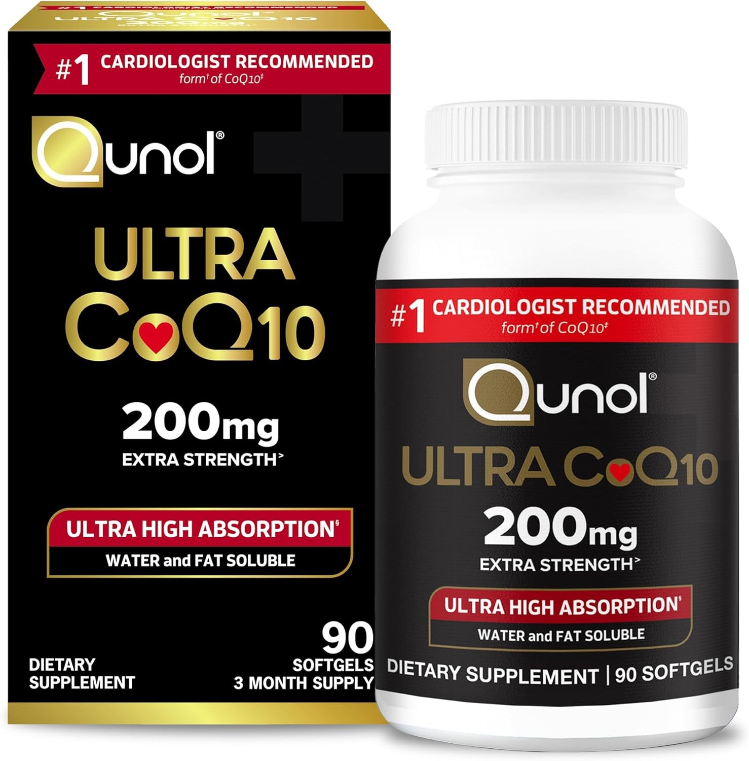 Qunol CoQ10 200mg Softgels, Ultra – High 90 Count (Pack of 1)