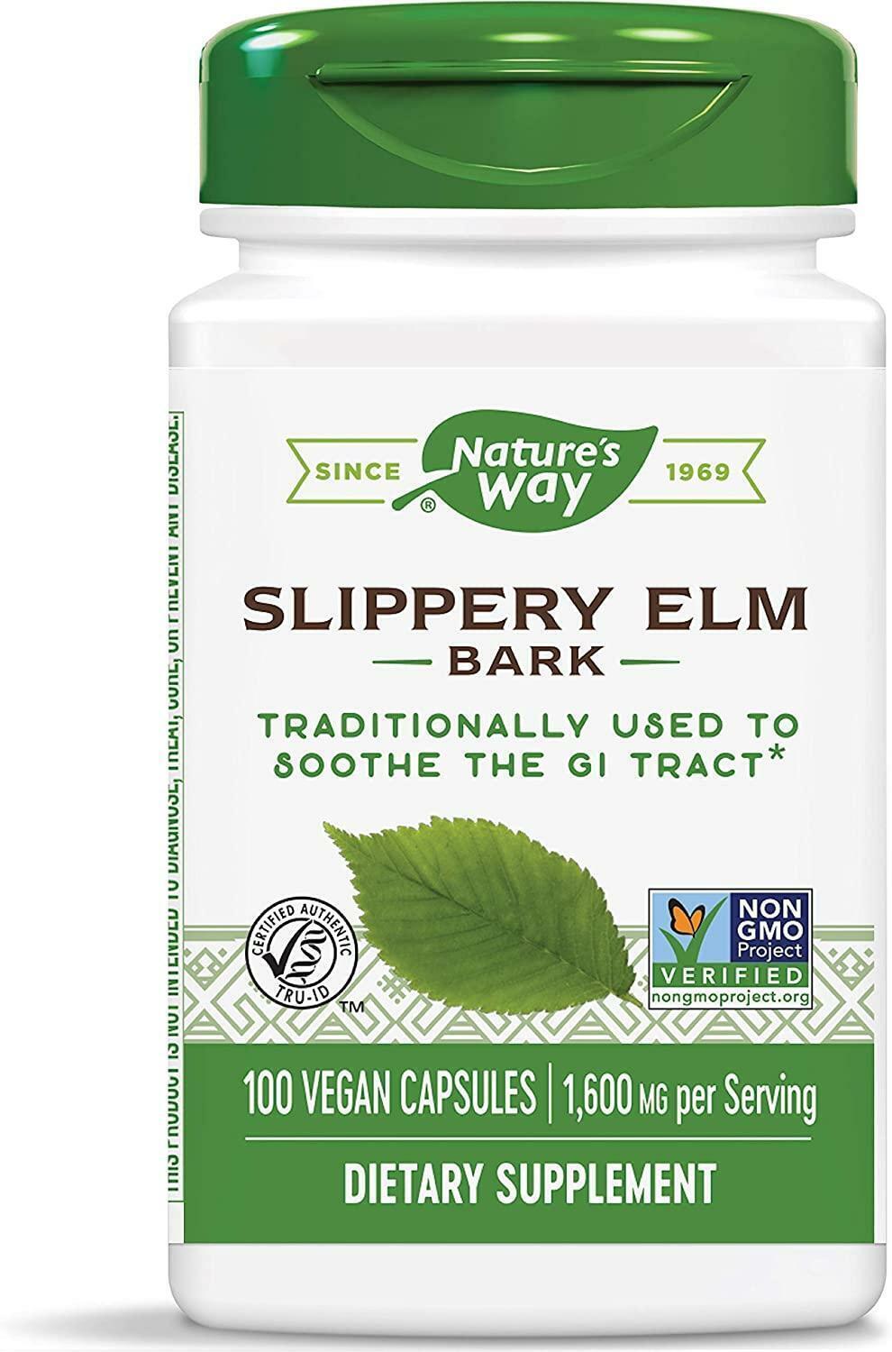 Slippery Elm Bark 1600 Mg Extra Strength Soothing Emollient Effect, 100 Capsules