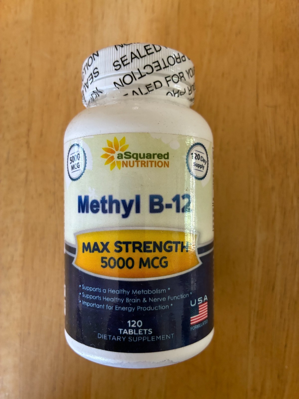 aSquared Nutrition Methyl B12 Vitamin 120 Tab 5000mcg Supplement Methylcobalamin