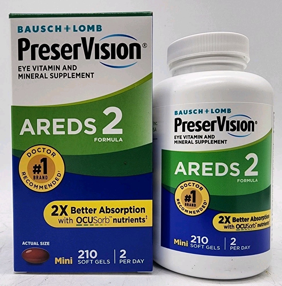 Bausch + Lomb PreserVision AREDS 2 Mini Soft Gels 210 Ct Eye Vitamin Exp 10/27