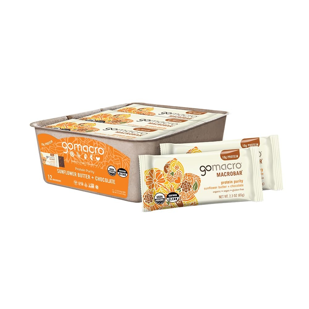 GoMacro MacroBar Organic Vegan Protein Bars Sunflower Butter + Chocolate 2.3…