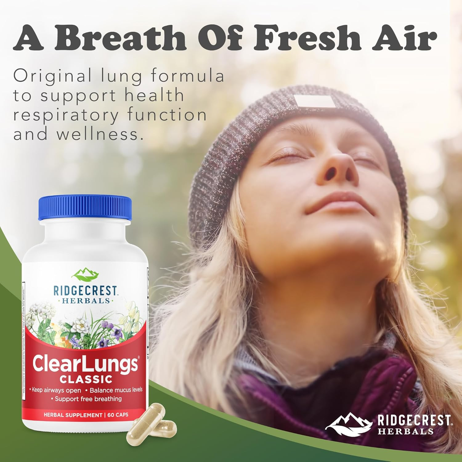 Ridgecrest Herbals Clearlungs Classic, Daily Health Supplement, Natural Lung and