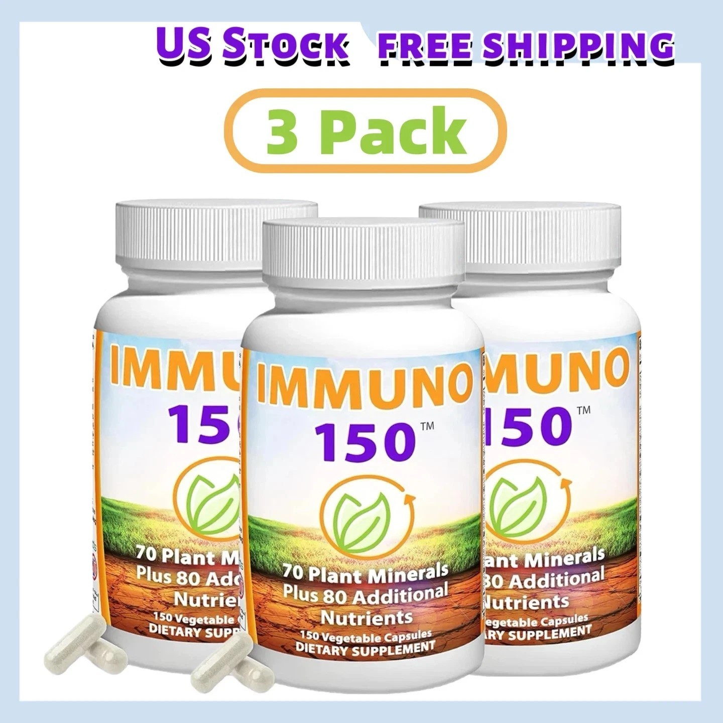 3 Bottle IMMUNO 150 THE ULTIMATE MULTI VITAMIN, IMMUNE BOOSTER. 150 CAPSULES.*/