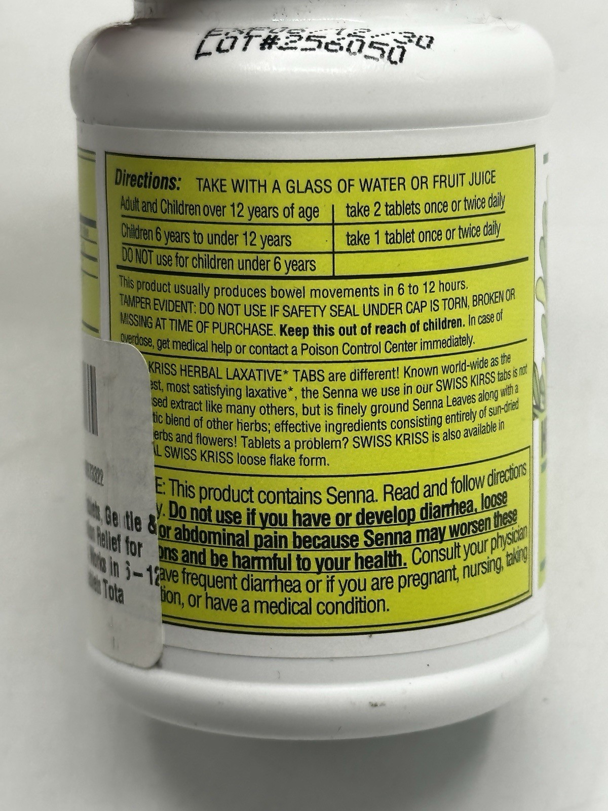 Swiss Kriss Herbal Laxative Gentle Natural Constipation Relief Tablets 120 Count