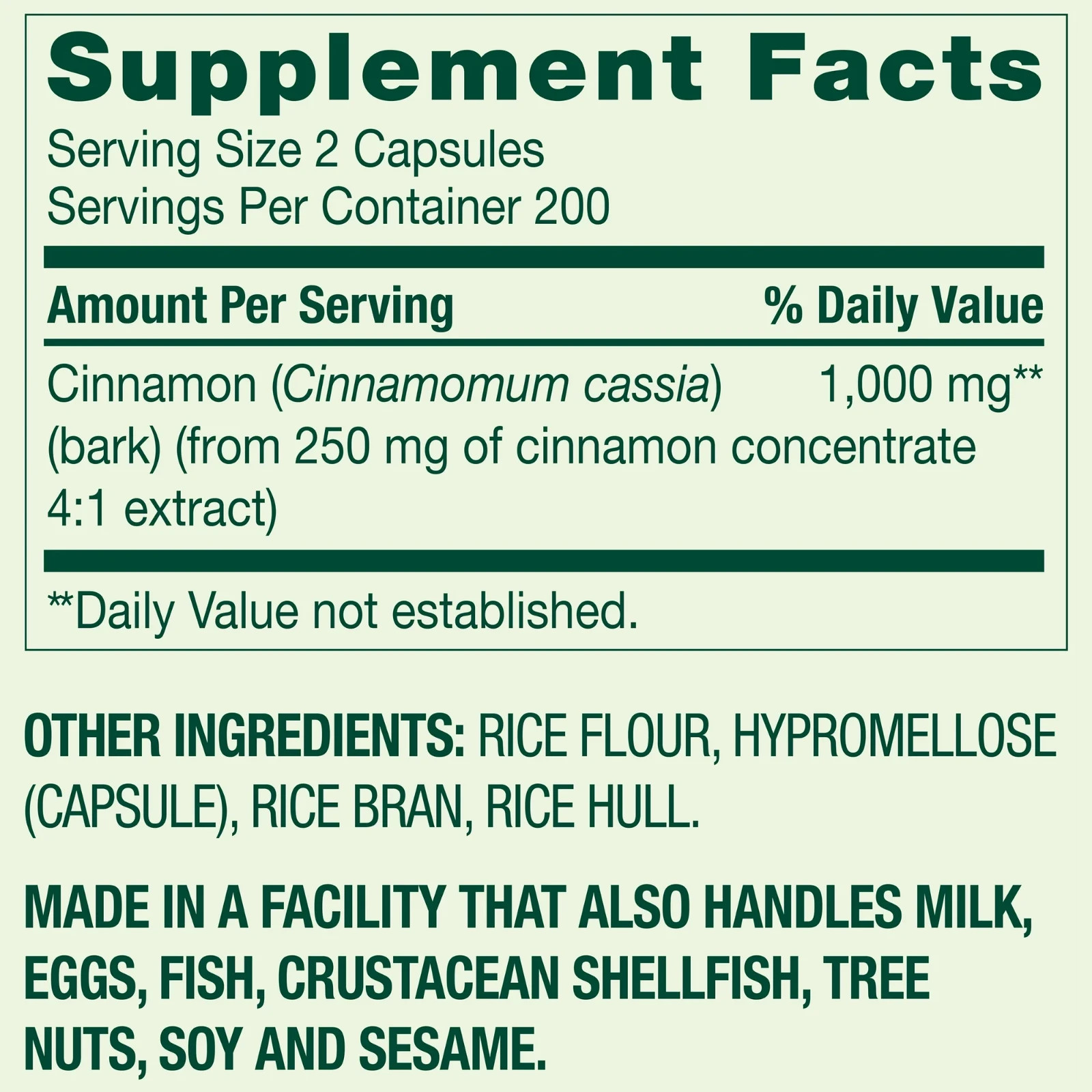 Cinnamon Dietary Supplement, 1000 Mg, 400 Count
