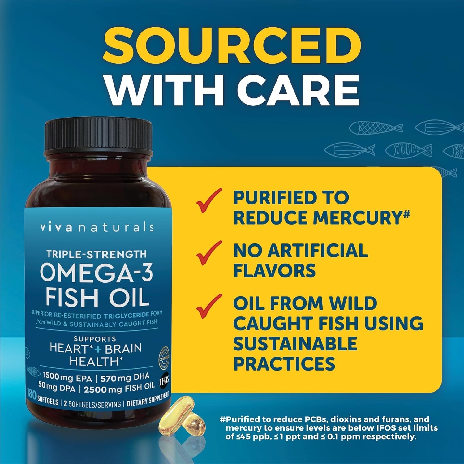 Triple Strength Fish Oil Omega 3 Supplements for Women and Men – 2500 mg High…