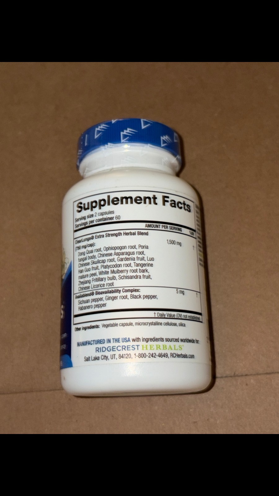 Ridgecrest Herbals Clear Lungs Extra Strength 120 Capsules Exp 02/2029